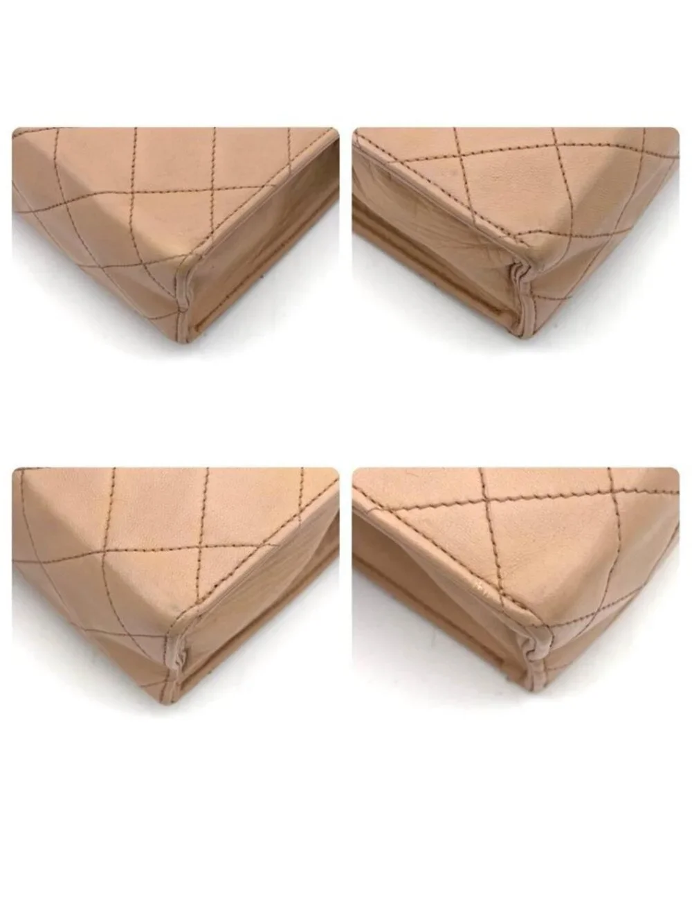 Chanel Quilted Jumbo CC Logo Flap Chain Shoulder Bag Beige
